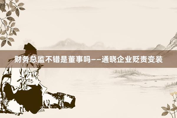 财务总监不错是董事吗——通晓企业贬责变装