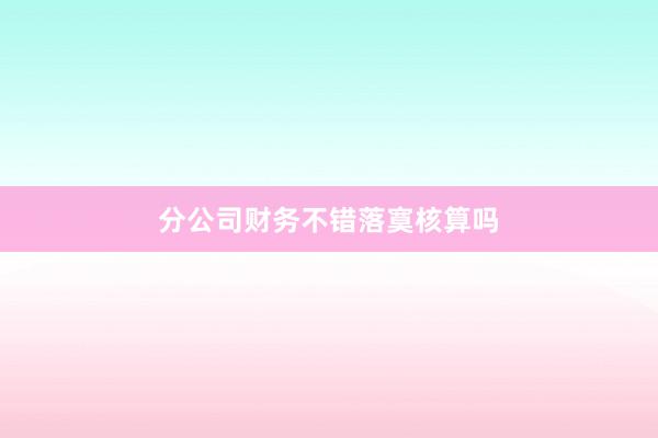 分公司财务不错落寞核算吗
